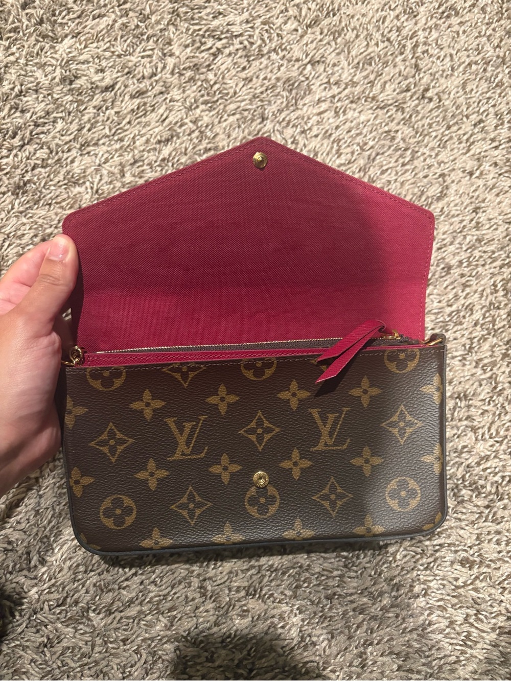 Louis Vuitton Brown Monogram Crossbody Wallet with Gold Chain - Picture 8 of 16
